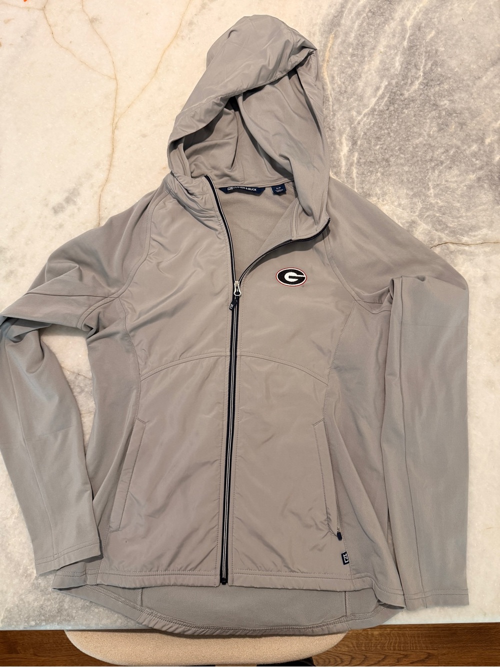 Cutter & Buck Light Gray Hooded Full-Zip Team Jacket